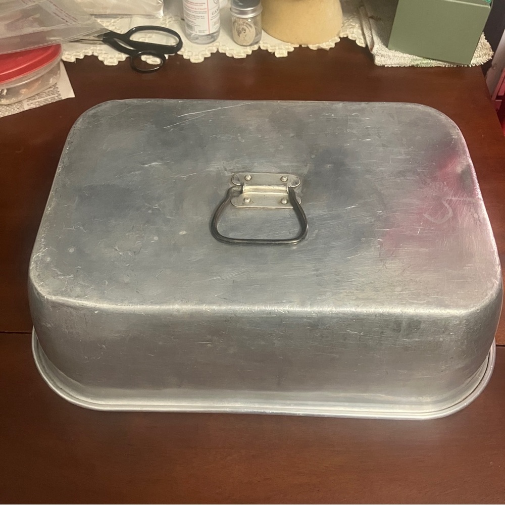 Vintage Large Aluminum Roasting Pan Lid Replacement Wear-Ever Missing Vent Cover